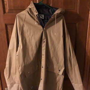Vintage 80s men's hooded rain coat slicker XXL